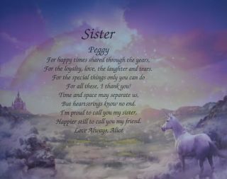 Personalized Poem for Sister Birthday or Christmas Gift