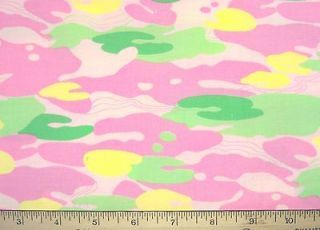FREE SHIP US ~ Pink Yellow Green Camo Frogs Cotton by Oakhurst 1