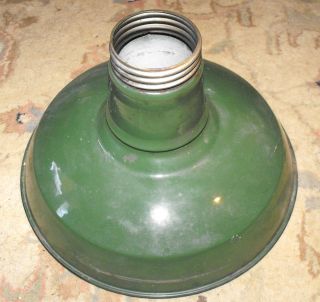 Vintage Nice Old 12 Green Porcelain Enamel Industrail Light Fixture