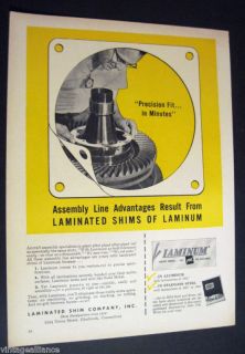 Assembly Line Laminated Shim Co Glenbrook Ct 1957 Ad