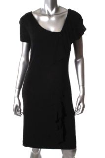 Grace Elements New Black Ruffled Asymmetric Neck Sheath Casual Dress L