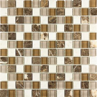  Bathroom Dark Emperador Crema Marfil Marble Glass Stone Mosaic Tile