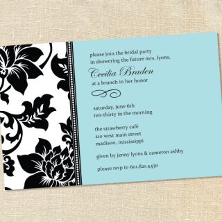  Blue Bridal Baby Shower Luncheon Graduation Party Invitations