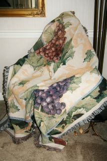 Christian Weavers Tuscan Grapes Throw Afghan Blanket 50 x 67
