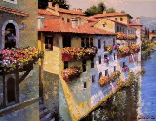 Howard Behrens Bassano Del Grappa Hand Embellished by Artist on Canvas
