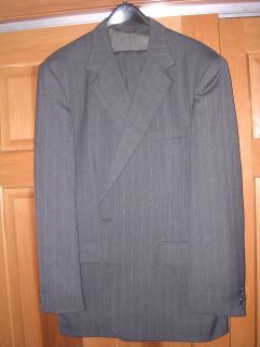 HARDWICK Grey Charcoal Pinstripe Men 2 Button Suit 46 L Waist 40