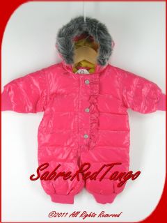 Hanna Andersson Shiny Puffer Down Snowsuit Pink Garden 50 0 3 M