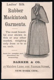 1890 Ladies Silk Rubber Mackintosh Garment Hood Bustle Antique Fashion