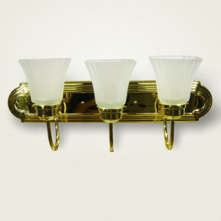  Light 3 Lamp Polished Brass 24 Light Fixture Plus Globes 2615