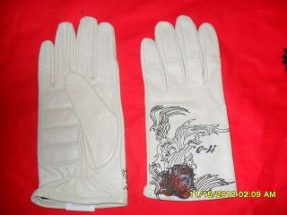  Harley Davidson White Leather Gloves