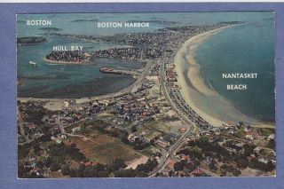  Aerial View MA Chrome PC Nantasket Beach Hull Bay Boston Harbor