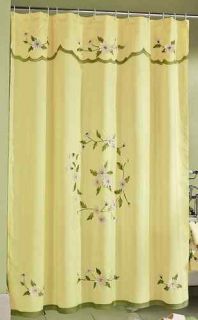 Daisy Flower Floral Bathroom Shower Curtain Yellow Green Bath Mat