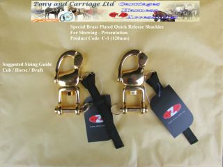 Horse Harness Trace to Carriage Quick Release Brass Snap Shackles 3