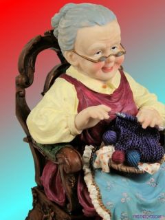 12 Figurine of Grandmother Knitting in Rocking Chair