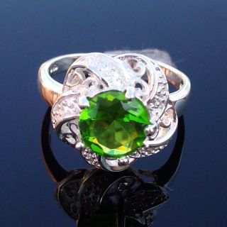 Fashion Ring Jewelry Silver Gemstone Ring Green Quartz Ring Size 7