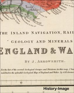 1844 Large Historic Geologic Wall Map Great Britain UK