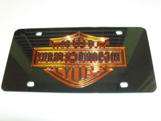 Harley Davidson Mirror Laser License Plate Black Orange New