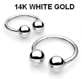 14K. White GOLD Horseshoe Circular Barbell Ring BODY PIERCING JEWELRY