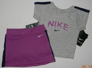 Nike Girls Magenta Grey Tennis Skirt Skort Top Outfit Set 12 Months $