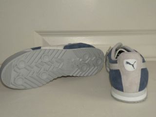  Puma Roma Pigskin JR Blue Gray Youth Leather Tennis Sneaker Shoe NIB