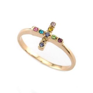 18K Yellow Gold Plated Cross Ring  89158