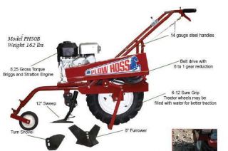 Vintage Plow Hoss One Wheel Plow Row Buster Gardentiller Briggs 5 Gear