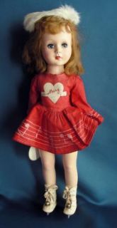 Mary Hartline Walker Doll Hard Plastic 17 USA 1950s Skates Ideal