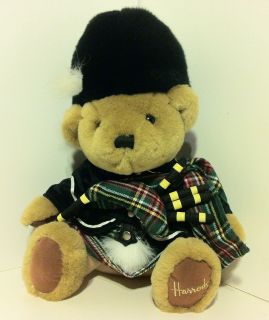 Harrods Scottish Bear in Kilt with Bagpipes