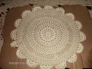 Vintage Handmade Crocheted Cream Tobacco Twine Doilie Small Table