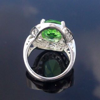  Victorian Silver Gemstone Ring Green Quartz Ring Size 5 5