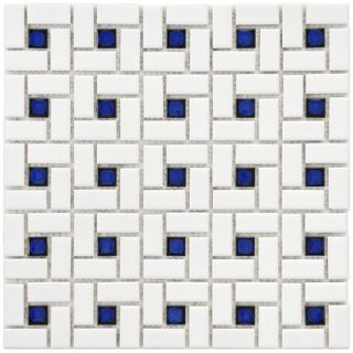EliteTile Retro 12 1/2 x 12 1/2 Porcelain Spiral Mosaic in White and