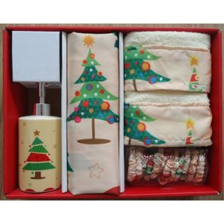 Carnation Home Fashions 16 Piece O Christmas Tree Holiday Print Shower
