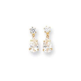 Jewelryweb 14k Cz Drop Dangle Earrings   QTE55061Y