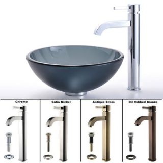  14 Glass Vessel Sink and Ramus Faucet   C GV 104FR 14 12mm 1007