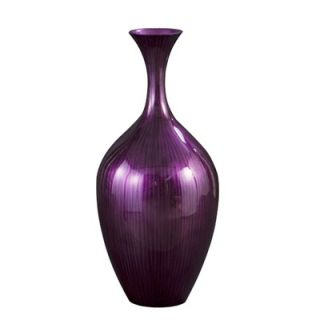 Howard Elliott Lacquered 17 Tall Wood Vase with Black Brushed Accents