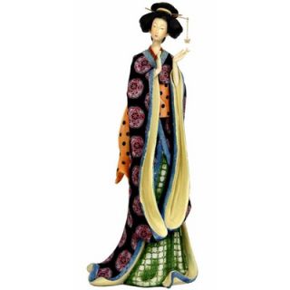 Oriental Furniture 18 Geisha Figurine with Pale Gold Sash
