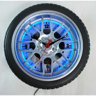 Maples Clock 18 Tire Wall Clock with Blue Neon Light   L2277 D18 BU