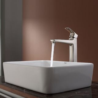 19 x 15 White Rectangular Ceramic Sink and Virtus Faucet