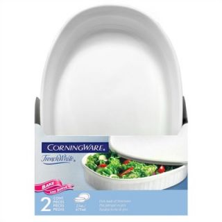 Corningware French White 23 Ounce Oval Dish with White Plastic Cover
