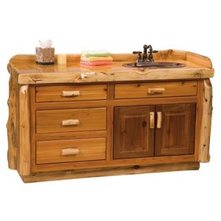 Fireside Lodge Traditional Cedar Log 60 Bathroom Sink Vanity   3305