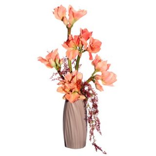Vickerman Floral 34 Artificial Potted Amaryllis and Berry in Peach