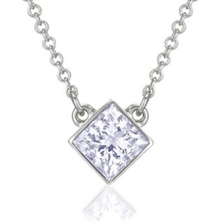  Gold TDW Princess Cut Diamond Solitaire Necklace   AM 13 / AM 38