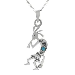 Sterling Silver 0.43 Kokopelli with Turquoise Necklace