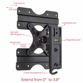  Motion Swivel LCD Wall Mount for 13 to 37 Screens in Hi Gloss Black