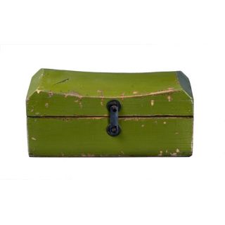 Asian Antique Old Pillow Box in Distressed Green