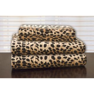 Heavy Weight Printed Flannel Sheet Set in Cheetah Print