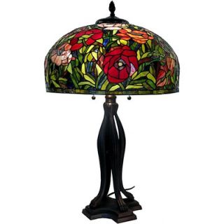 Warehouse of Tiffany Red Rose Table Lamp   GB40+ES56
