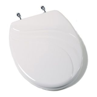 Comfort Seats Deluxe Molded Elongated Wood Toilet Seat with Chrome