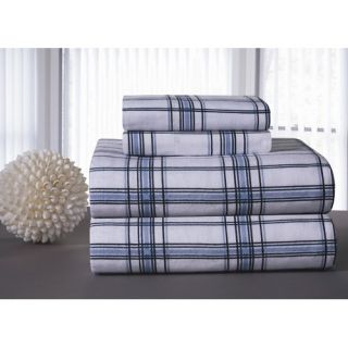 Heavy Weight Printed Flannel Sheet Set in Blue Plaid