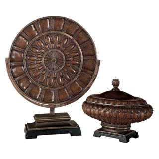 Charger Plate and Decorative Box Set in Rustic Bronze
